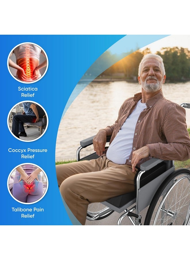 CUSHIO CUSHIO Wheelchair Cushion for Pressure Relief - (2-Piece Set) 18”x16” Anti-Slip Wheelchair Seat Cushions for Adults, Seniors with Lumbar Pillow and Removable Strap, Gel Cushion for Wheelchair  - Image 2