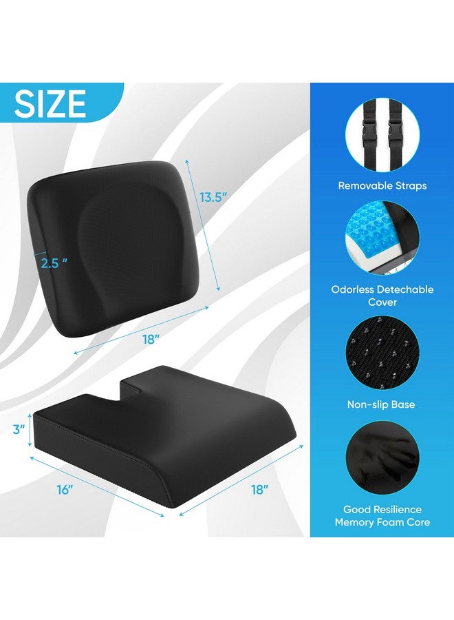 CUSHIO CUSHIO Wheelchair Cushion for Pressure Relief - (2-Piece Set) 18”x16” Anti-Slip Wheelchair Seat Cushions for Adults, Seniors with Lumbar Pillow and Removable Strap, Gel Cushion for Wheelchair  - Image 5