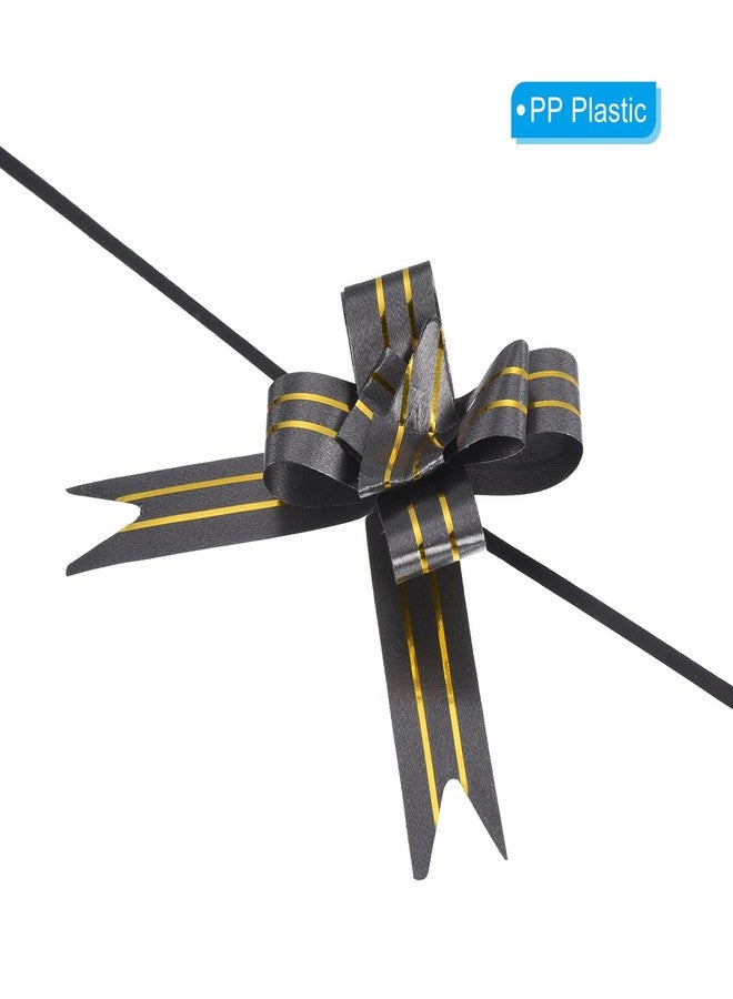 PATIKIL 3.3inch Pull Bows, 100 Pcs Gift Wrapping Pull Bow Gold Thread Style Baskets Present Bows Knot Ribbon for Wedding Birthday Party, Black - Image 4