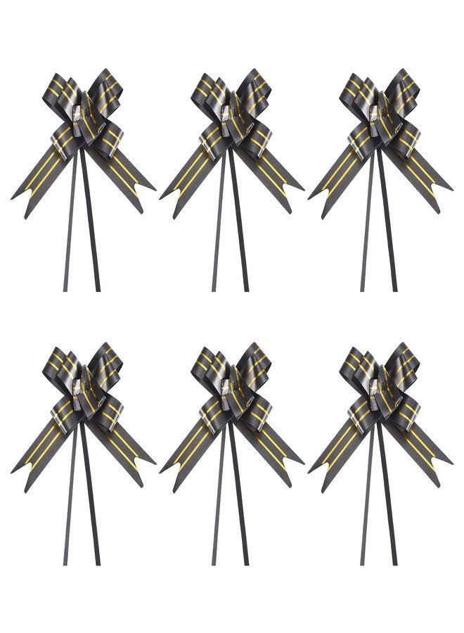 PATIKIL 3.3inch Pull Bows, 100 Pcs Gift Wrapping Pull Bow Gold Thread Style Baskets Present Bows Knot Ribbon for Wedding Birthday Party, Black - Image 1
