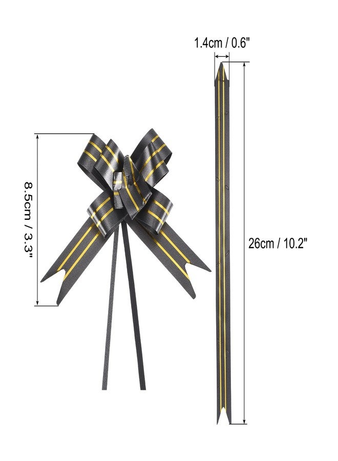 PATIKIL 3.3inch Pull Bows, 100 Pcs Gift Wrapping Pull Bow Gold Thread Style Baskets Present Bows Knot Ribbon for Wedding Birthday Party, Black - Image 2