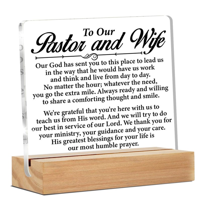 ZOSAN Pastor & Wife Appreciation Gifts - Clear Desk Decorative Sign - Acrylic Decor - Image 1