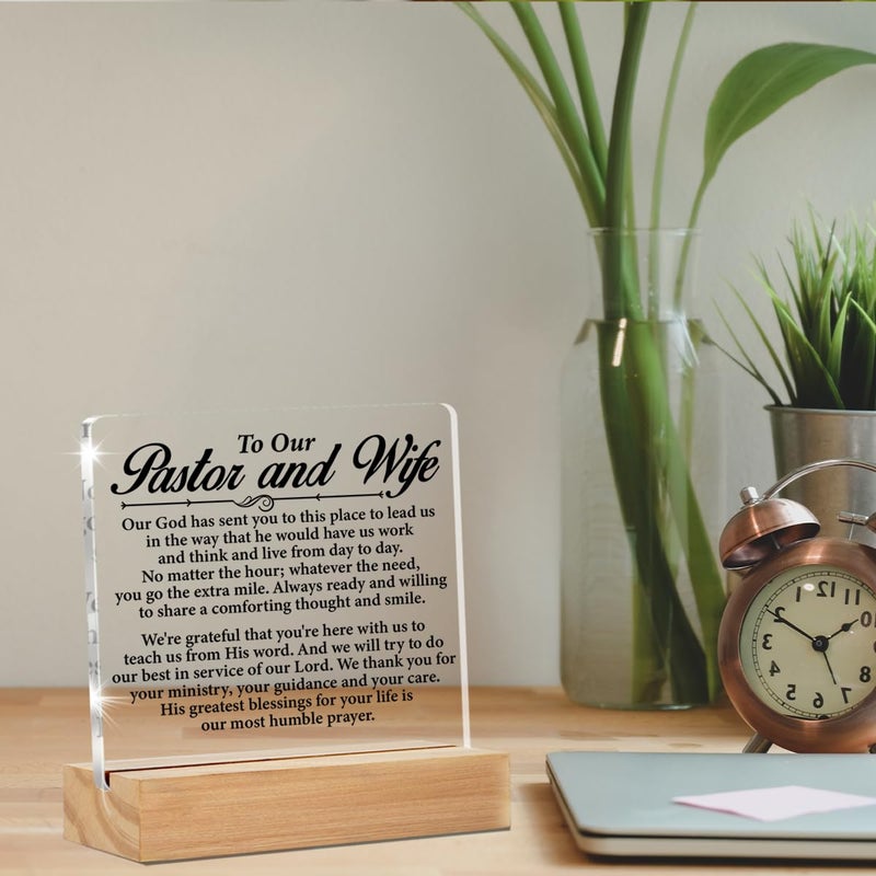 ZOSAN Pastor & Wife Appreciation Gifts - Clear Desk Decorative Sign - Acrylic Decor - Image 4