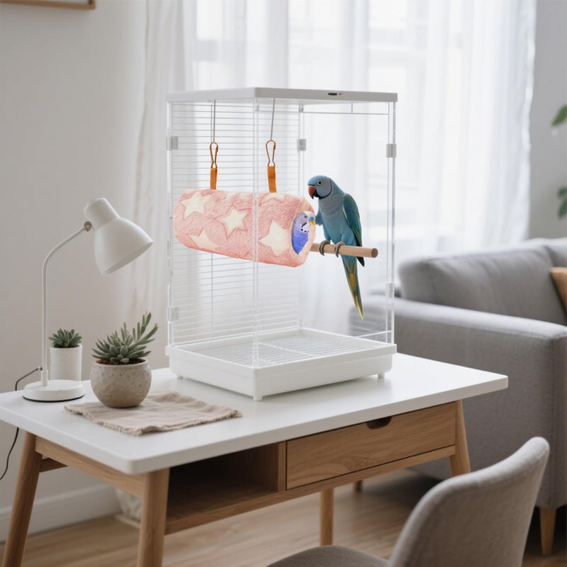 Thick Semi Enclosed Bird Cage Cave Hammock Bed for Parrots Cockatiels Conures - Image 5