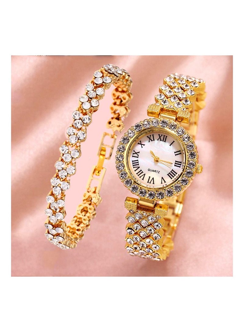 Women's Stone Studded Analog Watch  With Bracelet Set  - Image 1