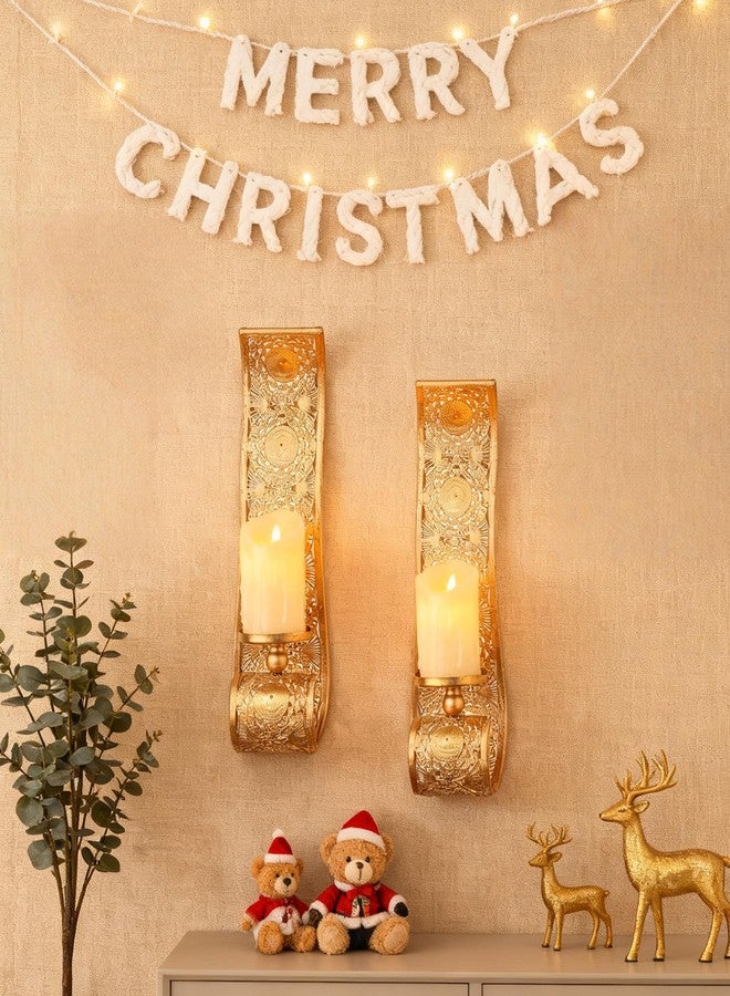 Capesaro Wall Candle Sconce Set of 2,Metal Wall Mounted Candle Holder for Home,Living Room, Bathroom, Dining Room Decorations,Gold - Image 5