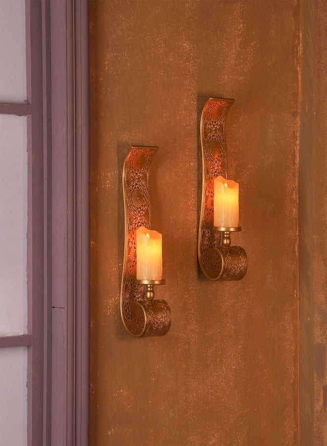 Capesaro Wall Candle Sconce Set of 2,Metal Wall Mounted Candle Holder for Home,Living Room, Bathroom, Dining Room Decorations,Gold - Image 4