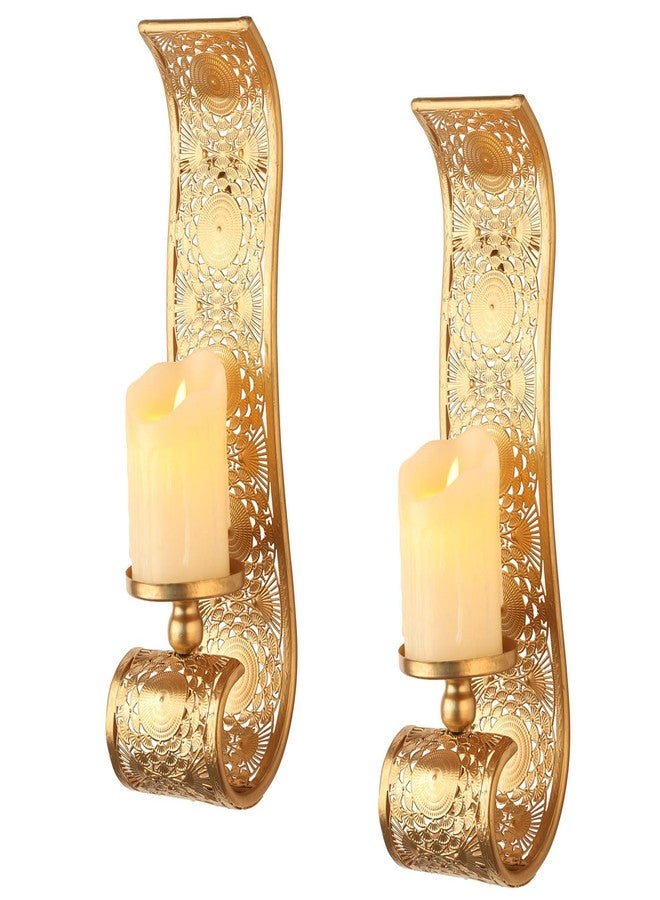 Capesaro Wall Candle Sconce Set of 2,Metal Wall Mounted Candle Holder for Home,Living Room, Bathroom, Dining Room Decorations,Gold - Image 1