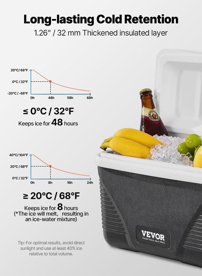 VEVOR Portable Cooler, 8.5 QT Hard Cooler with Ice Retention and Heavy-Duty Handles, Lightweight Rigid Material Insulated Portable Cooler, Suitable for Family Picnics and Short Trips - Image 3
