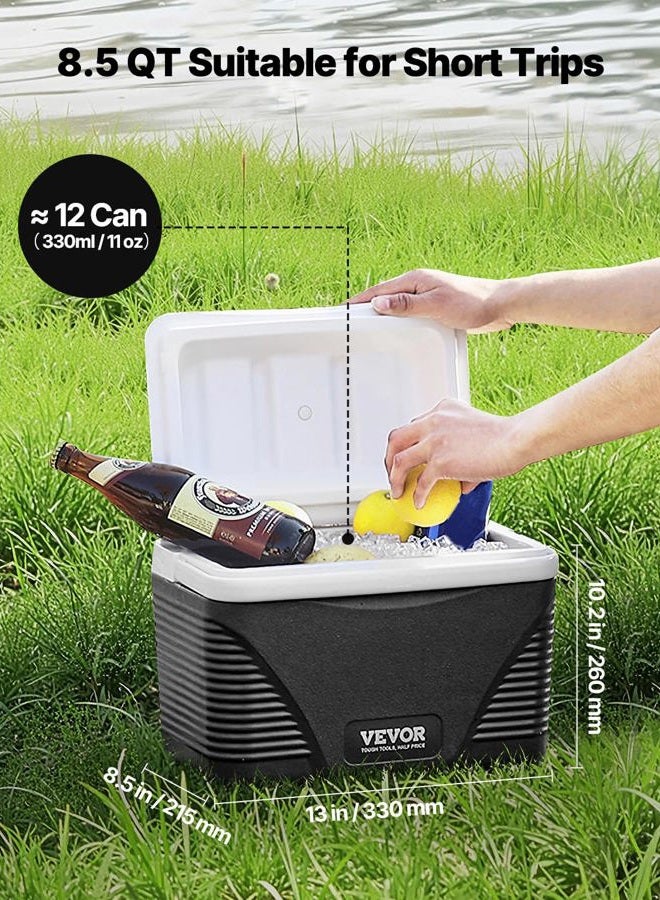 VEVOR Portable Cooler, 8.5 QT Hard Cooler with Ice Retention and Heavy-Duty Handles, Lightweight Rigid Material Insulated Portable Cooler, Suitable for Family Picnics and Short Trips - Image 2