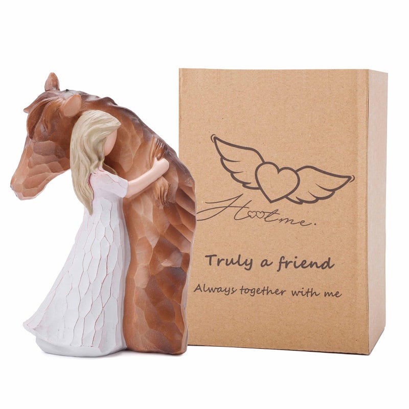 CHUANGLI Horses Keepsake Gifts for Women Girls Horse Lovers Truly a Friend Friendship Figurine Quiet Strength Figurine Sculpted HandPainted Figure Gifts for Moms Gift for Mothers Day Birthday Gifts