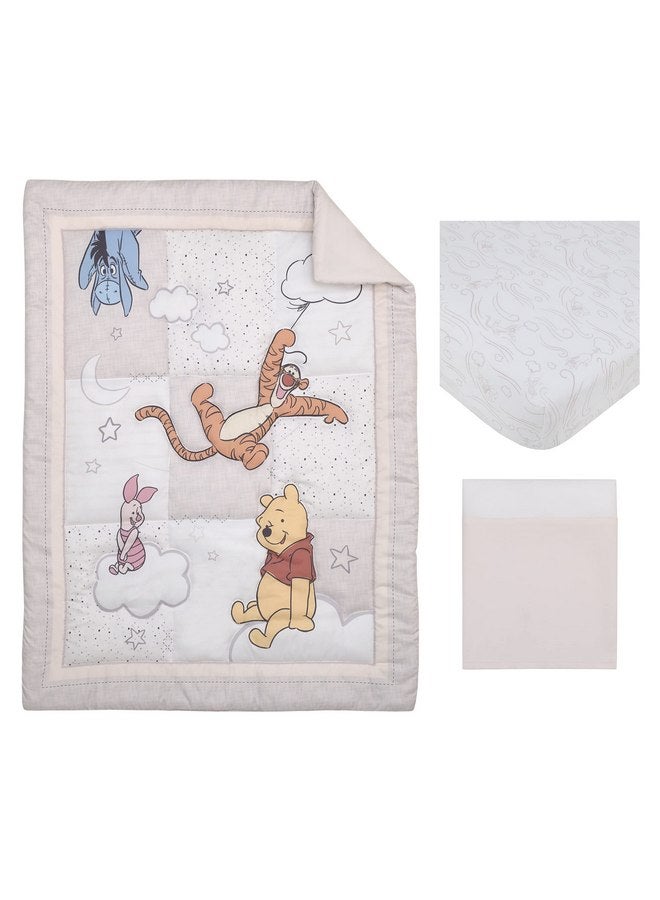 NoJo Disney Winnie The Pooh - Blustery Day Grey and White Clouds with Piglet, Tigger and Eeyore 3 Piece Nursery Crib Bedding Set - Comforter, Fitted Crib Sheet and Crib Skirt  - Image 5
