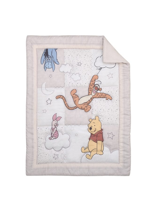 NoJo Disney Winnie The Pooh - Blustery Day Grey and White Clouds with Piglet, Tigger and Eeyore 3 Piece Nursery Crib Bedding Set - Comforter, Fitted Crib Sheet and Crib Skirt  - Image 2