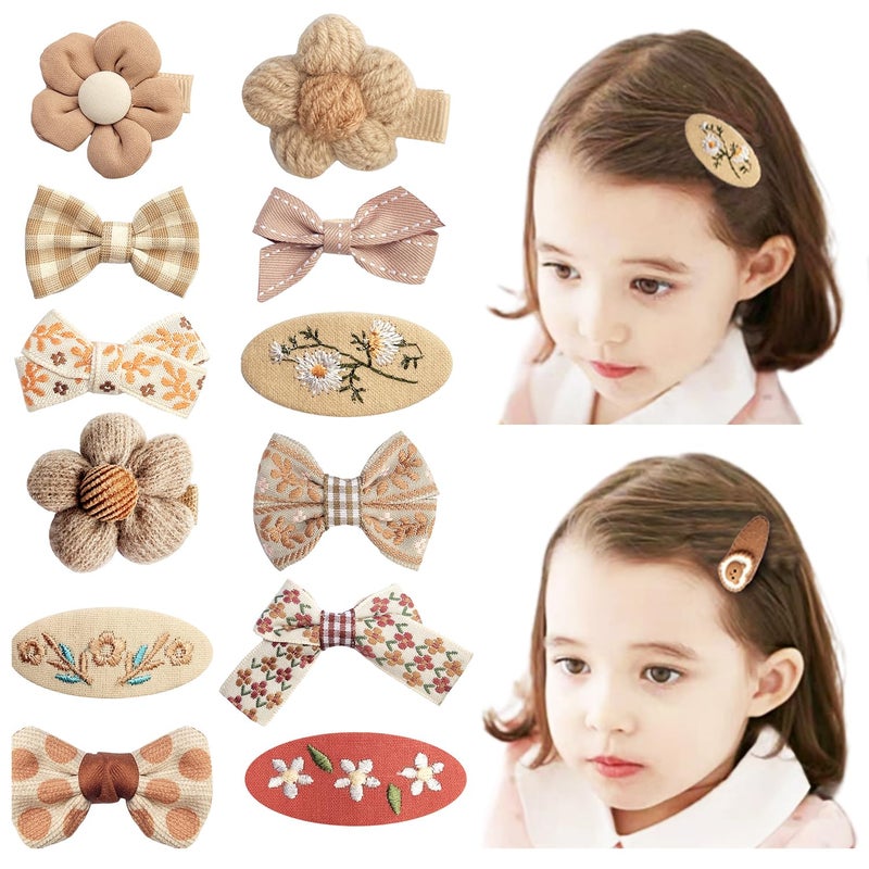 EleMirsa Girl Hair Clips Brown Flower Fabric Snap Hair Clips Fully Lined Alligator Clips Brown Bow Hair Accessories for Little Girl Teens Toddler Kids,20pcs - Image 2