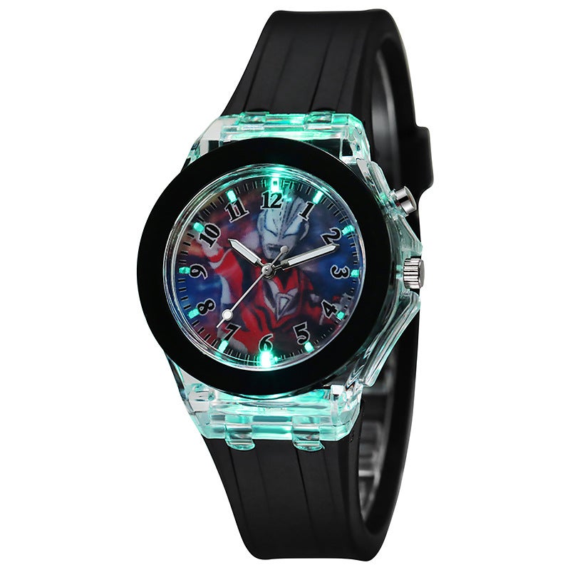 Kids Cartoon Watch Silicone LED Glow Black G + D 