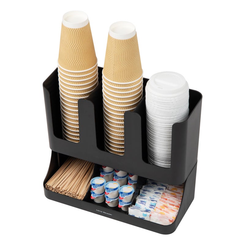 Mind Reader 6 Compartment Upright Breakroom Coffee Condiment and Cup Storage Organizer, Black - Image 5