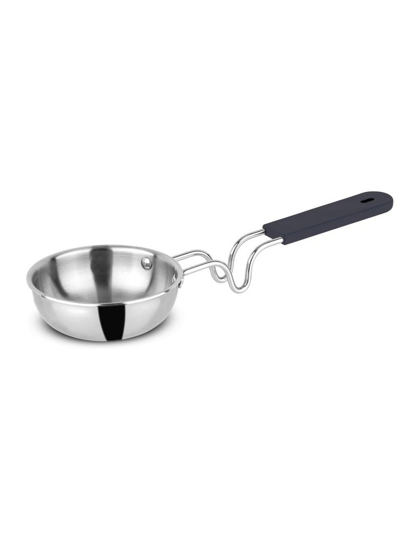 Orange Orange Stainless Steel Triply Tadka Pan/Vaghariya Pan with Stay Cool Long Silicon Handle for Spice Seasoning, Frying, Heating and Roasting|, Silver | Induction Friendly (11CM)  - Image 1