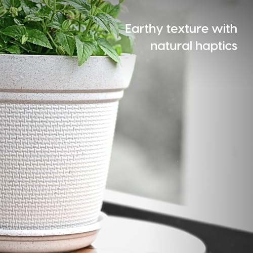 Eha Set of 4 Earth-Friendly Aura 10 Inch pots and Planters | Bamboo Based | UV Protected | for Indoor, Home Decor, Outdoor, Balcony & Garden | Sandcastle - Image 4