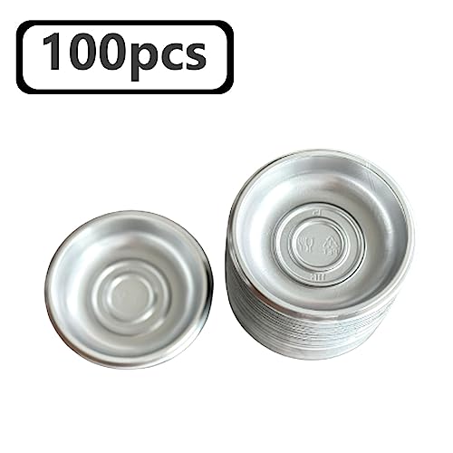 Xanadued 100 Pcs Plastic Disposable Sauce Dishes, Dipping Soy Sauce Seasoning Plate Bowls, Mini Condiment Appetizer Tray for Sushi Soy Mustard Vinegar Ketchup BBQ, Silver Circular - Image 3