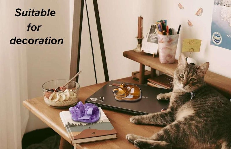 LAIDANLA Amethyst Cat Healing Crystals Figurine Sleeping Cat Hand Carved Cute Statue Polished Stone Sculpture Reiki Office Room Bedroom Desk Home Decoration Gifts 1.6" - Image 4