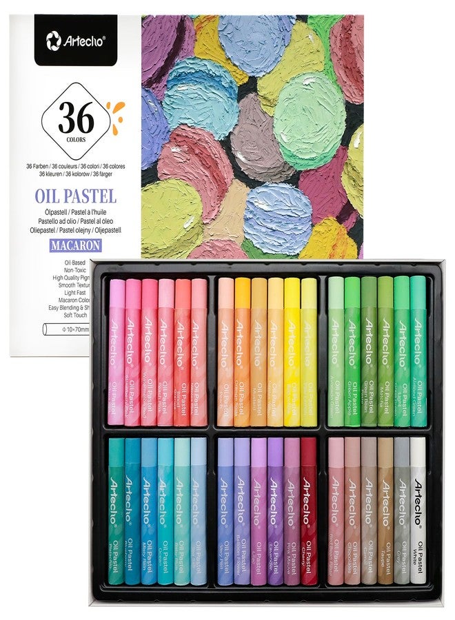 Artecho Macaron Oil Pastels Set of 36 Colors, Soft Oil Pastels for Art Painting, Drawing, Blending (10 x 70 mm) - Image 1
