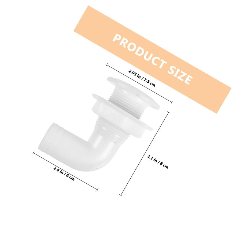 SUPVOX 90 Degree White Plastic Boat Scupper Drain Marine Water Outlet for Bilge - Image 3