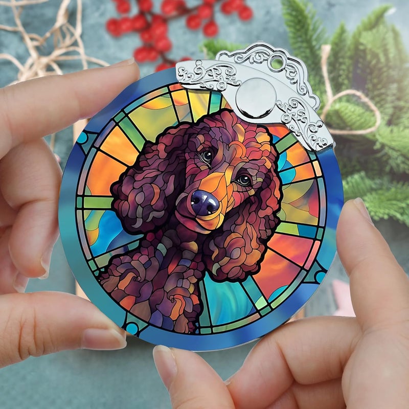 Jocidea Christmas Ornament, Poodle Christmas Decor, Poodle Ornaments for Christmas Tree, Stained Glass Ornament, Poodle Gifts, Holiday Decorations and Xmas Gifts Ideas - Image 3