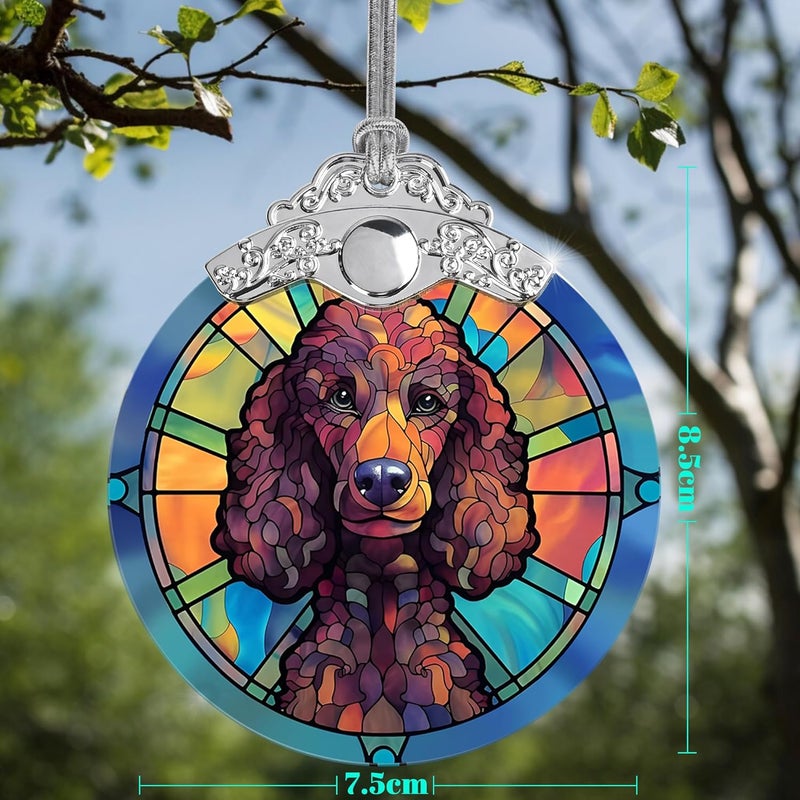 Jocidea Christmas Ornament, Poodle Christmas Decor, Poodle Ornaments for Christmas Tree, Stained Glass Ornament, Poodle Gifts, Holiday Decorations and Xmas Gifts Ideas - Image 2