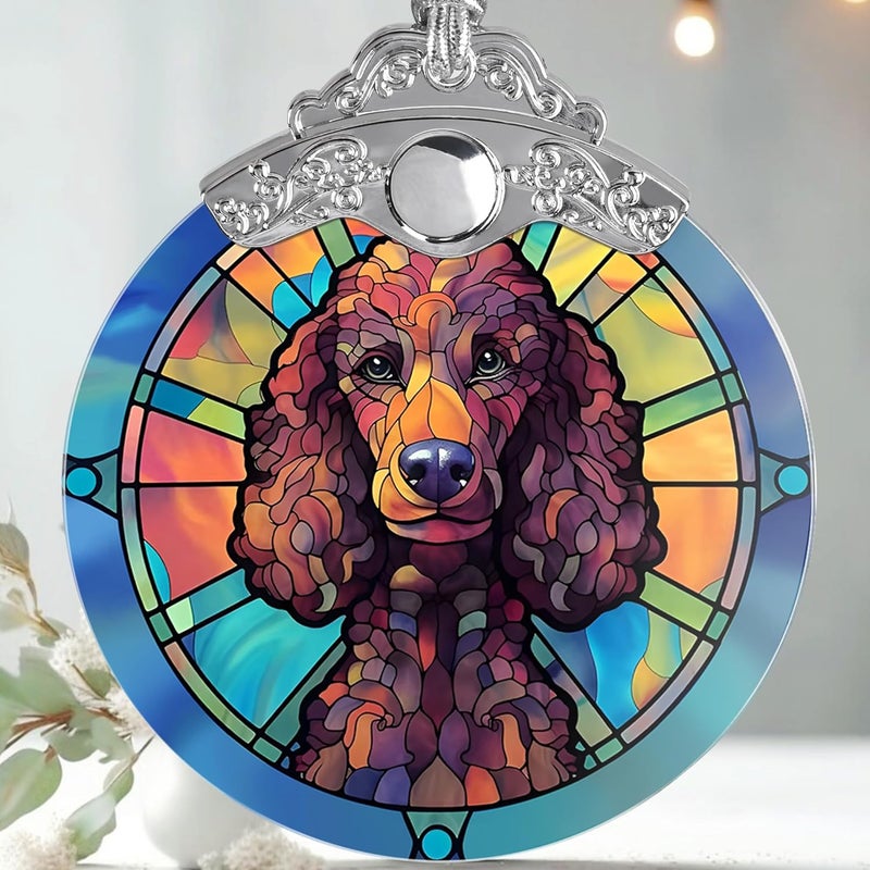 Jocidea Christmas Ornament, Poodle Christmas Decor, Poodle Ornaments for Christmas Tree, Stained Glass Ornament, Poodle Gifts, Holiday Decorations and Xmas Gifts Ideas - Image 1