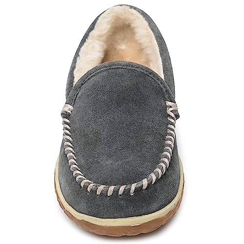 Minnetonka Womens Tempe Moccasin Slippers, Grey, Size 9 - Image 2