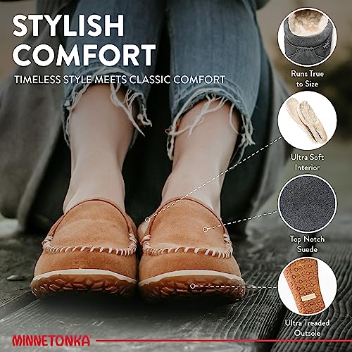 Minnetonka Womens Tempe Moccasin Slippers, Grey, Size 9 - Image 3