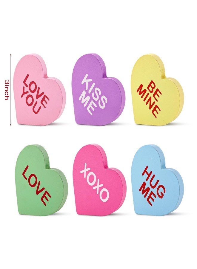 Treory Valentines Day Decor Candy Heart Table Decorations Sign, 6 Pcs Valentines Day Wooden Tiered Tray Decor, Classic Valentines Day Decorations for the Home Table Decor Valentines Day Gifts - Image 2