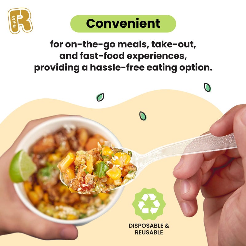 R-kay 400 Count Plastic Silverware Heavy Duty - Clear Plastic Forks And Spoons Set -BPA Free Plastic Utensils Set -Heat Resistance Plastic Cutlery For All Occasions -200 Forks And 200 Plastic Spoons (Clear) - Image 1
