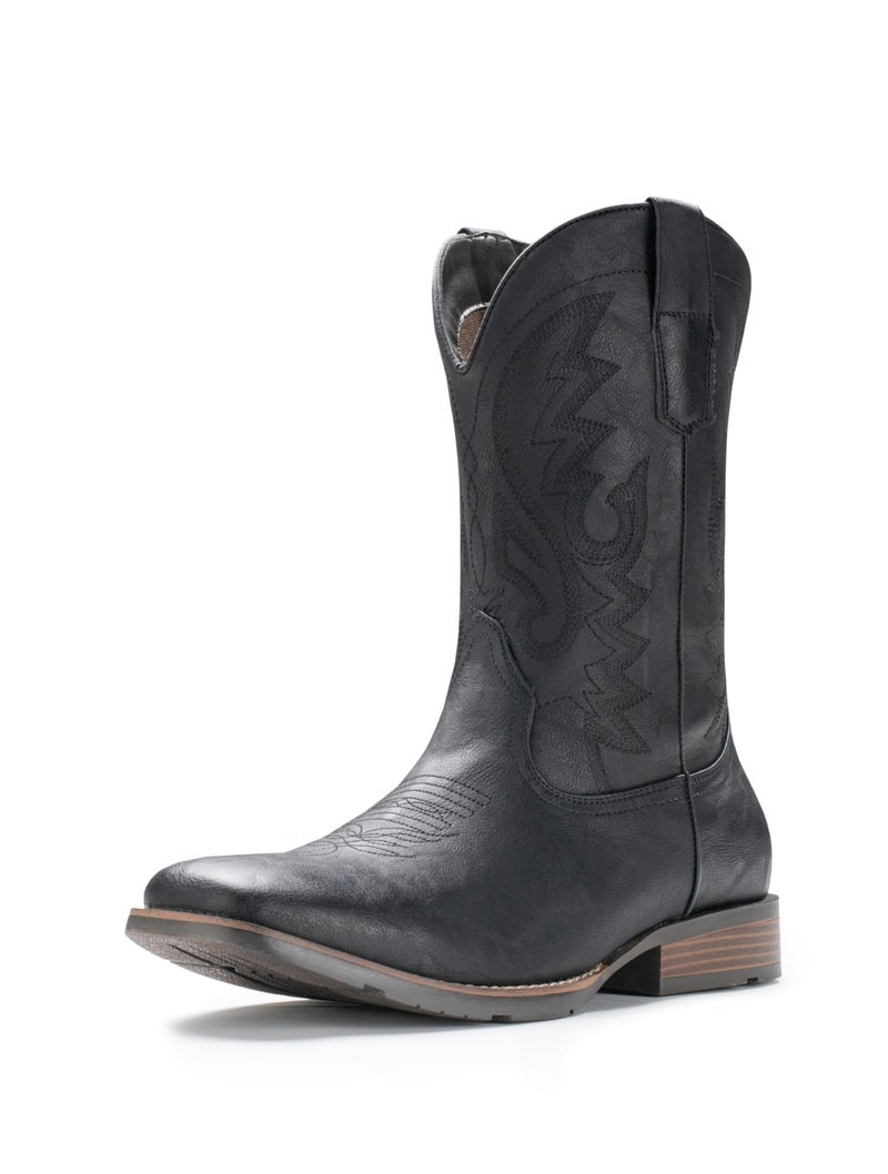 IUV Cowboy Boots For Men Western Boot Durable Fashionable Retro Classic Embroidered Pull On Slip Resistant Boots - Image 1