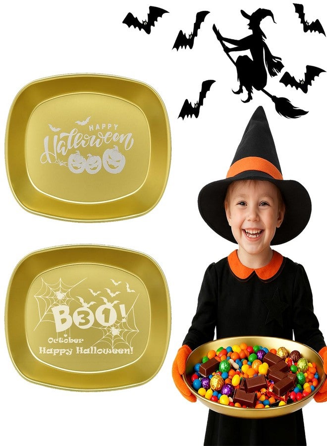FREECOZYER 3pcs Halloween Candy Dish Cookie Serving Tray for Party Snacks Food Supplies Reusable Halloween Platter Pumpkin Candy Bowl Table Plates Decorations Trick or Treat Decor (Mixed BOO&Pumpkin 2 Pack) - Image 2