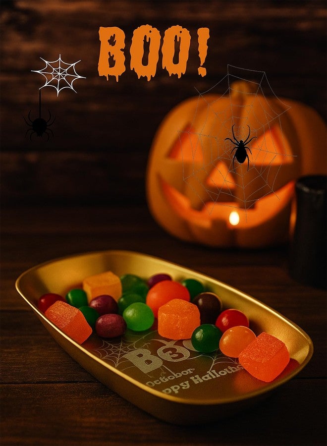 FREECOZYER 3pcs Halloween Candy Dish Cookie Serving Tray for Party Snacks Food Supplies Reusable Halloween Platter Pumpkin Candy Bowl Table Plates Decorations Trick or Treat Decor (Mixed BOO&Pumpkin 2 Pack) - Image 3