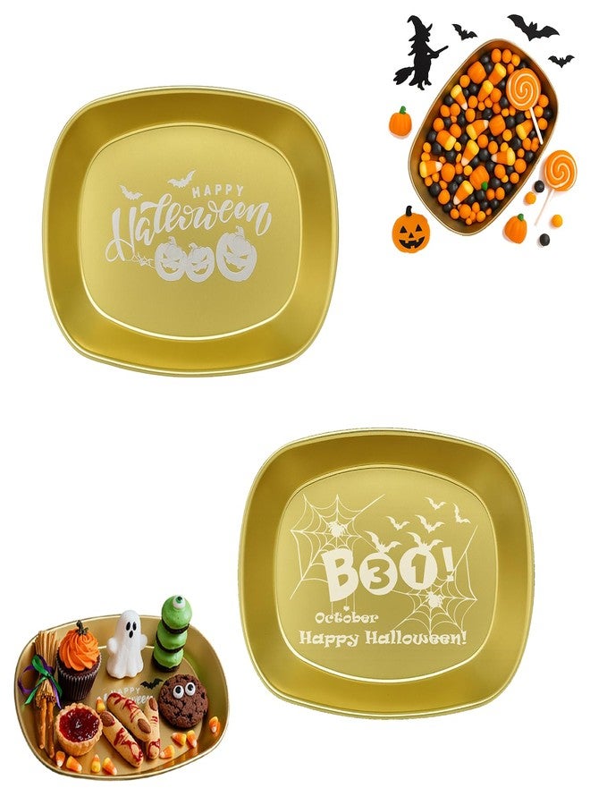 FREECOZYER 3pcs Halloween Candy Dish Cookie Serving Tray for Party Snacks Food Supplies Reusable Halloween Platter Pumpkin Candy Bowl Table Plates Decorations Trick or Treat Decor (Mixed BOO&Pumpkin 2 Pack) - Image 1