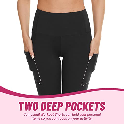 CAMPSNAIL 4 Pack Biker Shorts Women with Pockets – 5"/8" High Waist Tummy Control Workout Gym Yoga Running Compression Shorts - Image 2