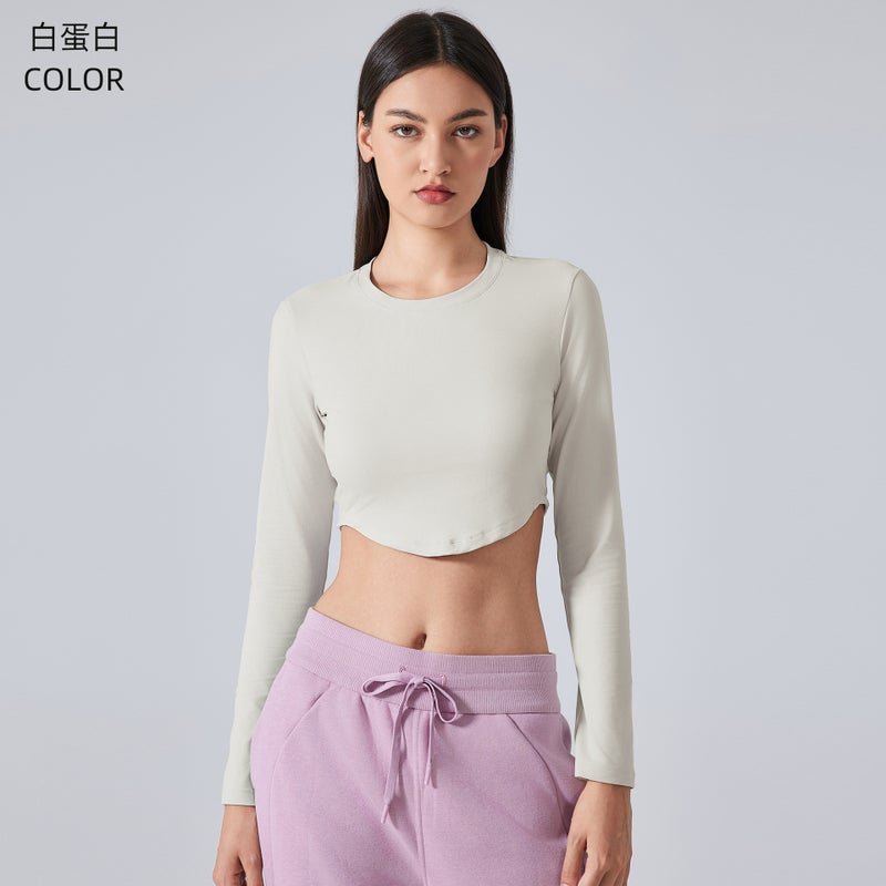 Womens Yoga Top Slim Fit Breathable Sportswear White protein (without chest pad) 