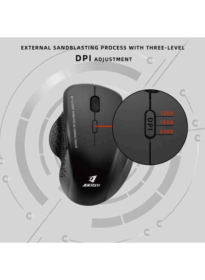 JERTECH Wireless Rechargeable Mouse – Dual Bluetooth + 2.4G – Silent & Lightweight for Gaming and Work - Image 5