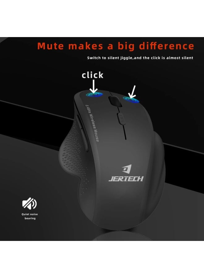 JERTECH Wireless Rechargeable Mouse – Dual Bluetooth + 2.4G – Silent & Lightweight for Gaming and Work - Image 4