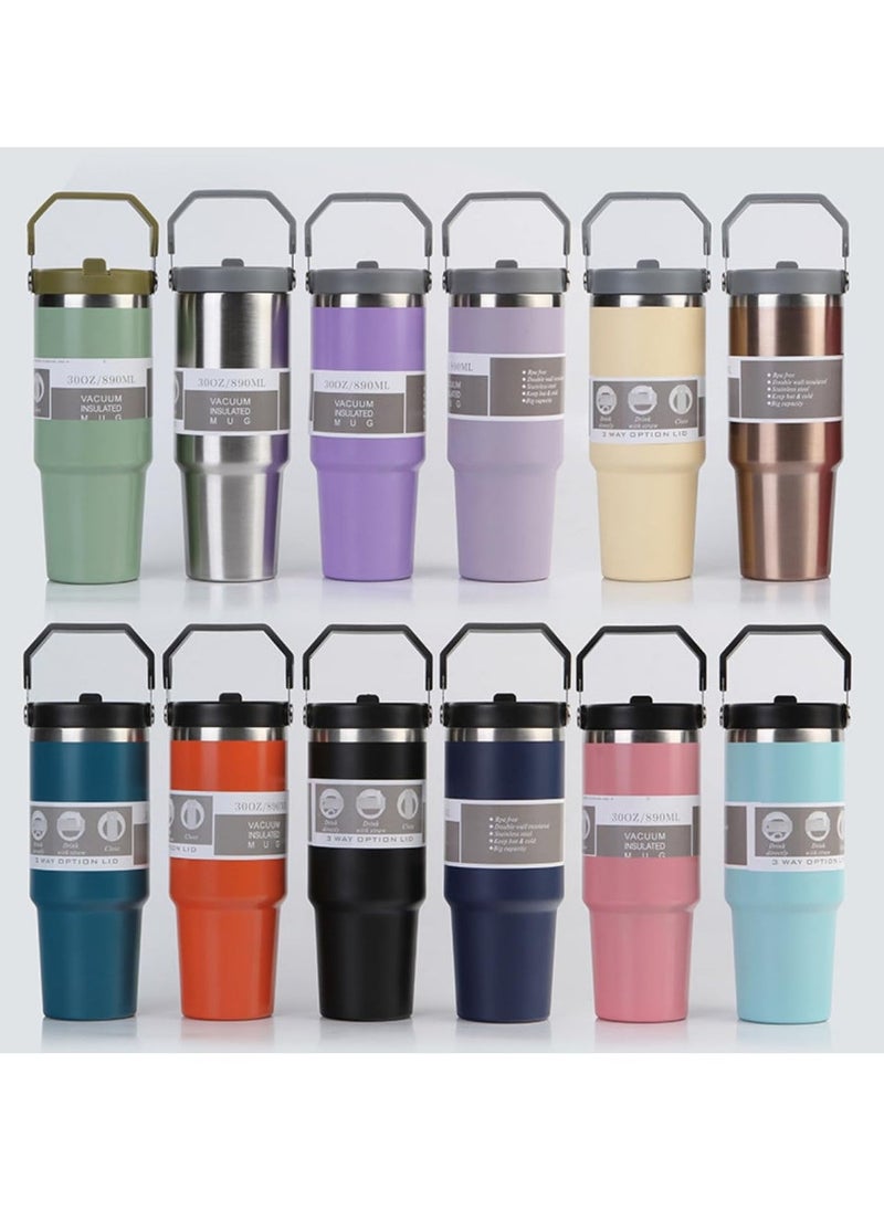 JAJEEK 900ml Stainless Steel Leak-Proof Travel Tumbler Mug – Double Wall Vacuum Insulated Sipper Bottle with Straw & Lid, Perfect for Car, Office, Travel & Gym (Black) - Image 4