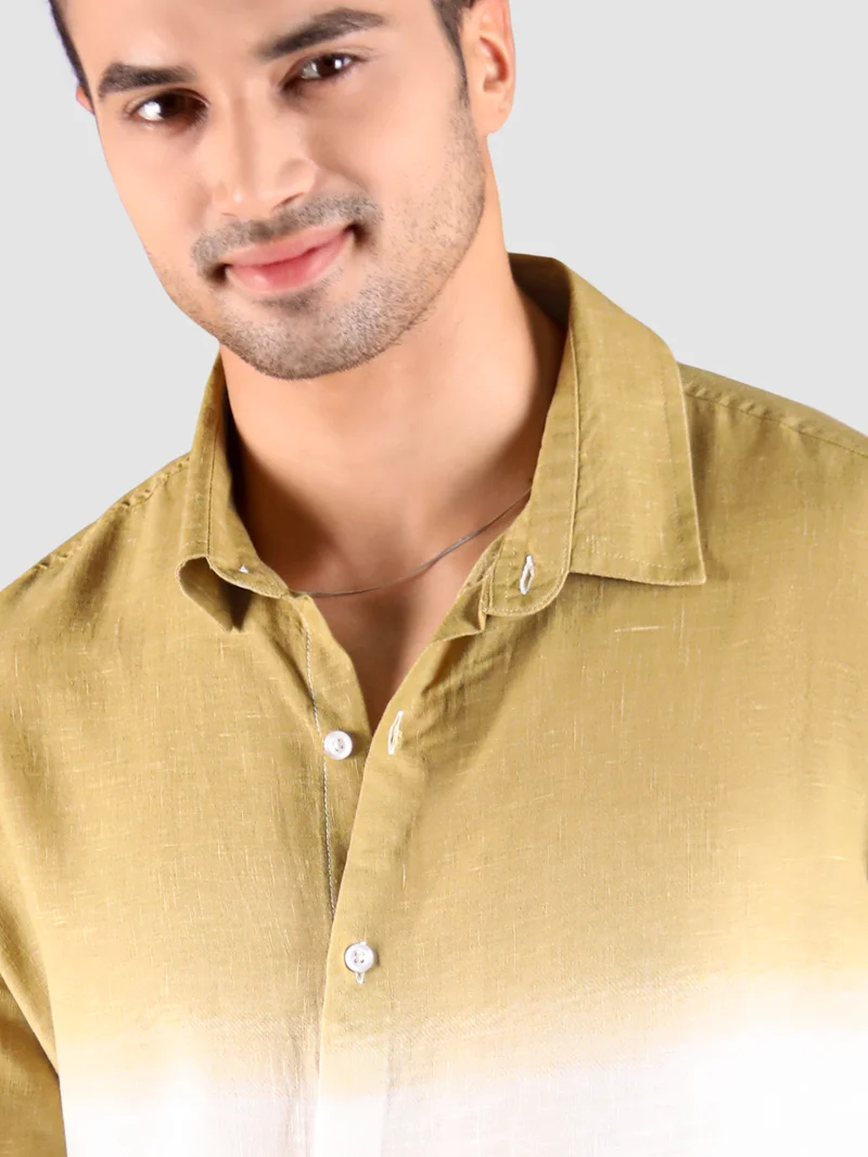 Beyoung Mustard Cotton Ombre Shirt
