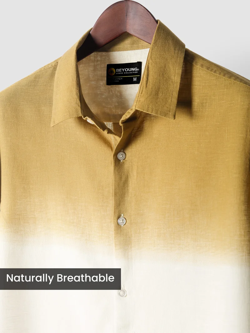 Beyoung Mustard Cotton Ombre Shirt