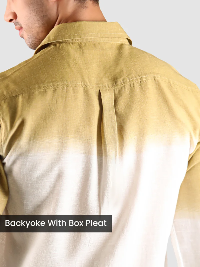 Beyoung Mustard Cotton Ombre Shirt