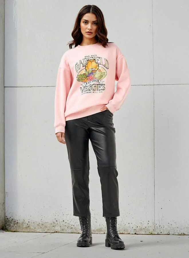 اس بي كاركترز سويت شيرت بياقة دائرية بطبعة غارفيلد