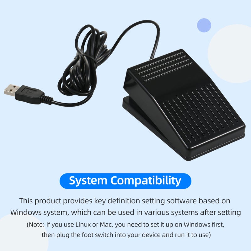 Usb Foot Switch: Black Abs Ergonomic Silent Photoelectric Foot Pedal - Customizable Shortcut Key Foot Pedal for Gaming, Office Work And Machine Control - Image 4
