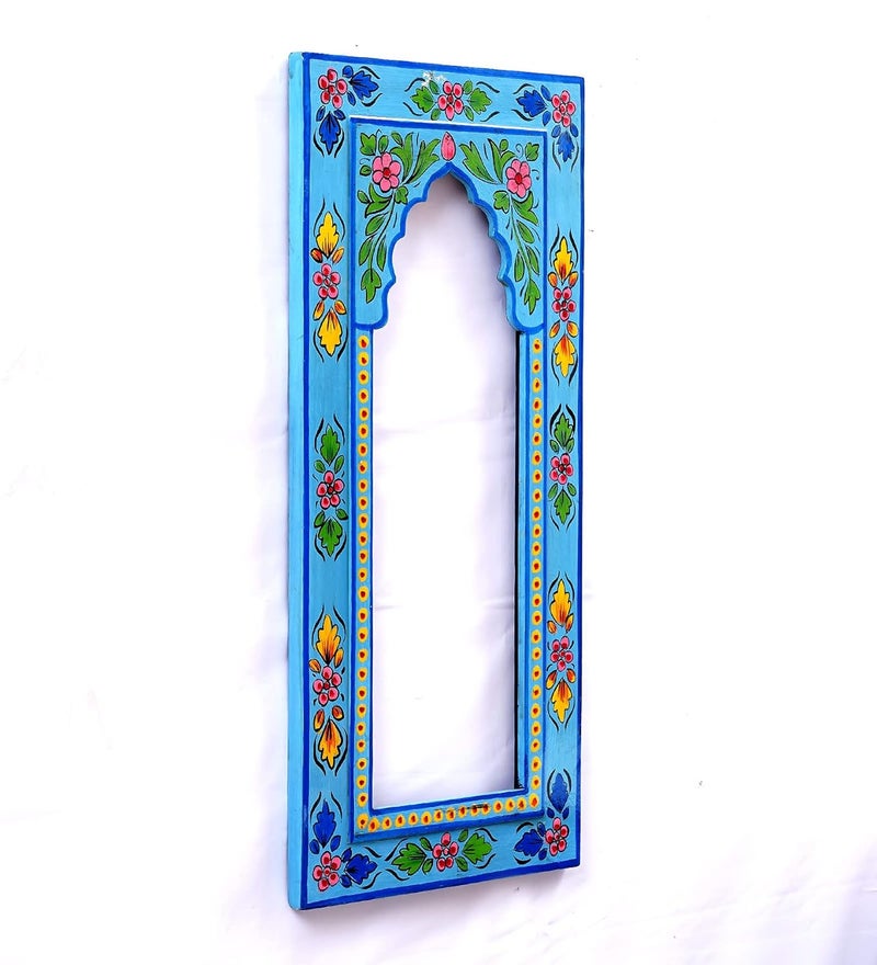 CRAFT TREE MDF Handpainted Rectangle Wall Hanging Blue Colour Wall Hanging Jharokha Frame - Image 3