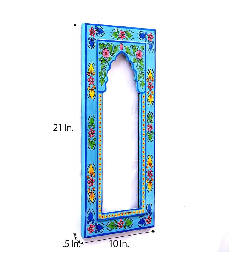 CRAFT TREE MDF Handpainted Rectangle Wall Hanging Blue Colour Wall Hanging Jharokha Frame - Image 5