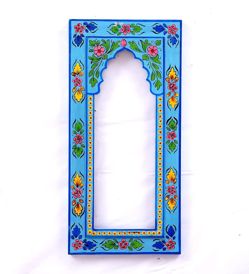CRAFT TREE MDF Handpainted Rectangle Wall Hanging Blue Colour Wall Hanging Jharokha Frame - Image 2